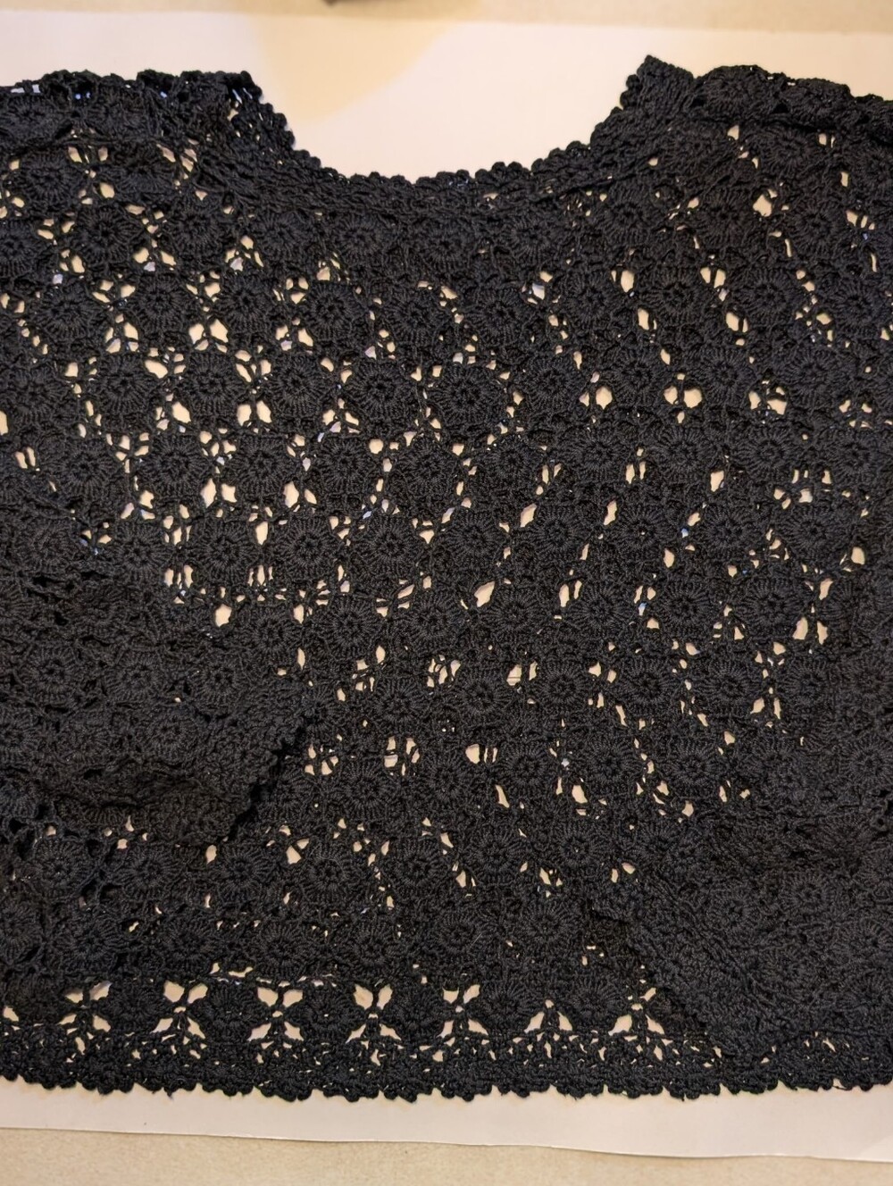 Crochet Crop Top Handmade Women's Medium Long Sleeve